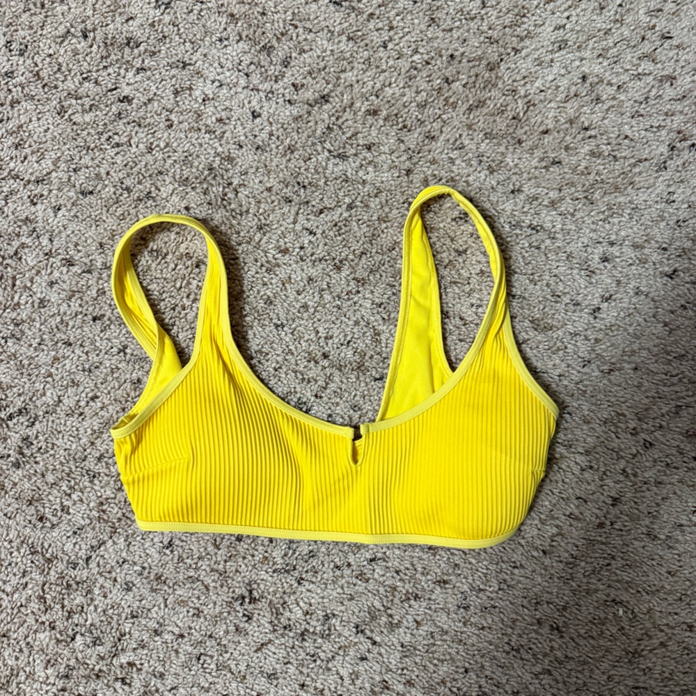 Hollister Yellow Ribbed Bikini Top